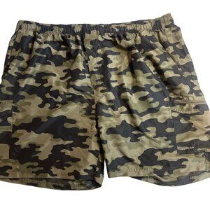 Reebok Mens 48X24 Camouflage Cargo Shorts Pockets 100% Polyester Green Black cam